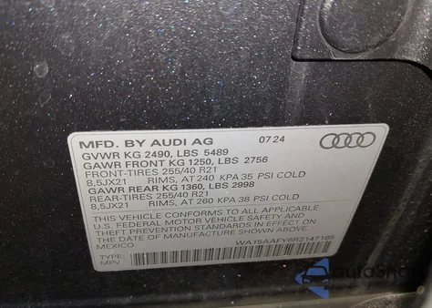 2024 Audi Q5 Sportback Premium Plus 45 Tfsi S Line Quattro S Tronic from USA, damaged, VIN WA15AAFY6R2147165